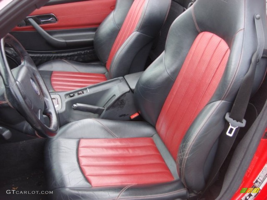 Black/Crimson Red Interior 2002 Mercedes-Benz SLK 32 AMG Roadster Photo #52640087