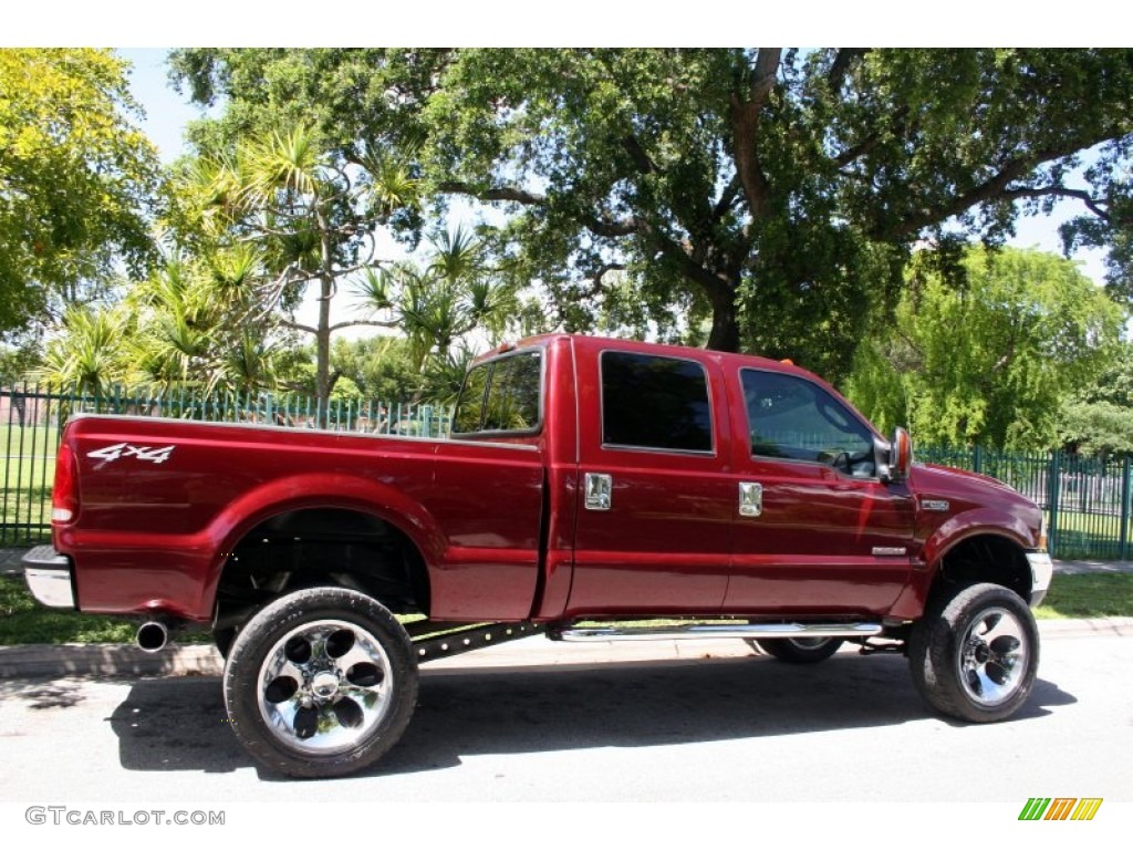 2004 F250 Super Duty Lariat Crew Cab 4x4 - Dark Toreador Red Metallic / Medium Flint photo #11