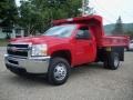 Victory Red 2011 Chevrolet Silverado 3500HD Regular Cab 4x4 Chassis Dump Truck Exterior