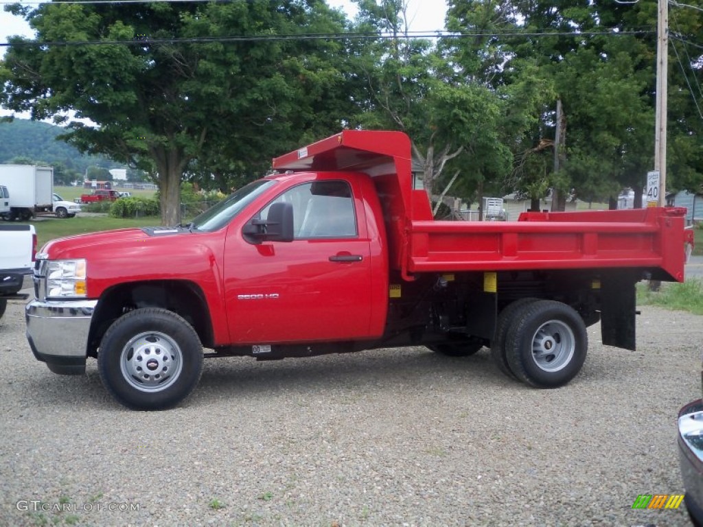 Victory Red 2011 Chevrolet Silverado 3500HD Regular Cab 4x4 Chassis Dump Truck Exterior Photo #52650926