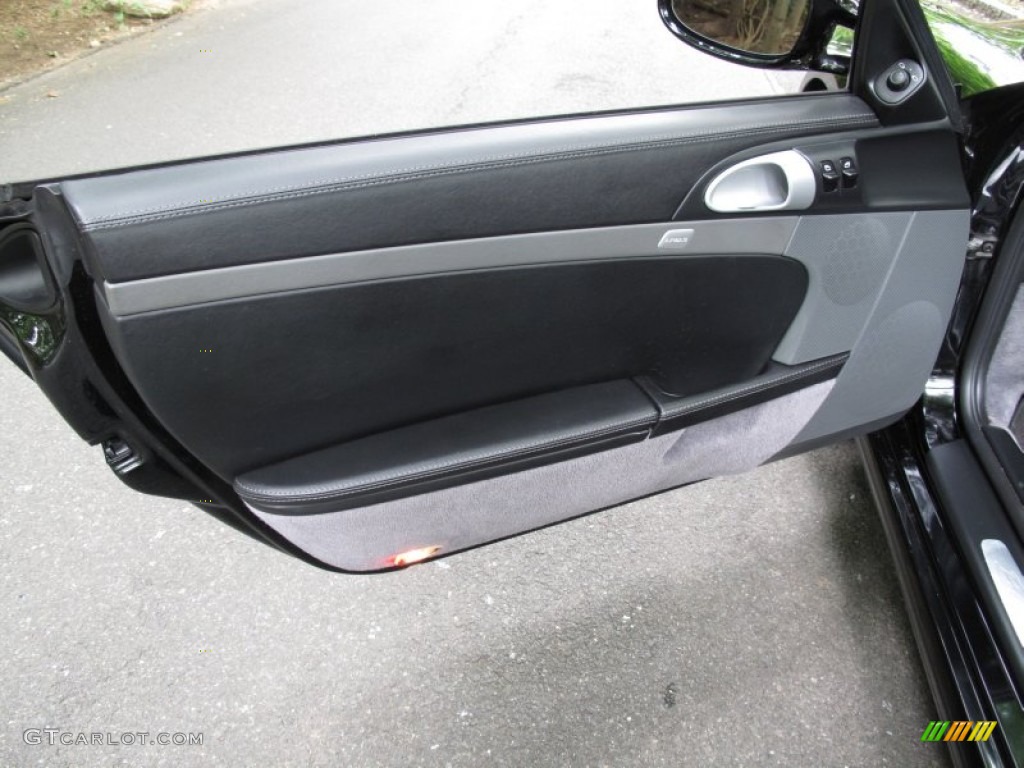 2005 Porsche Boxster Standard Boxster Model Black/Stone Grey Door Panel Photo #52652009