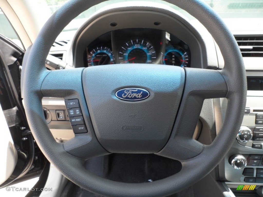 2012 Ford Fusion S Medium Light Stone Steering Wheel Photo #52653743