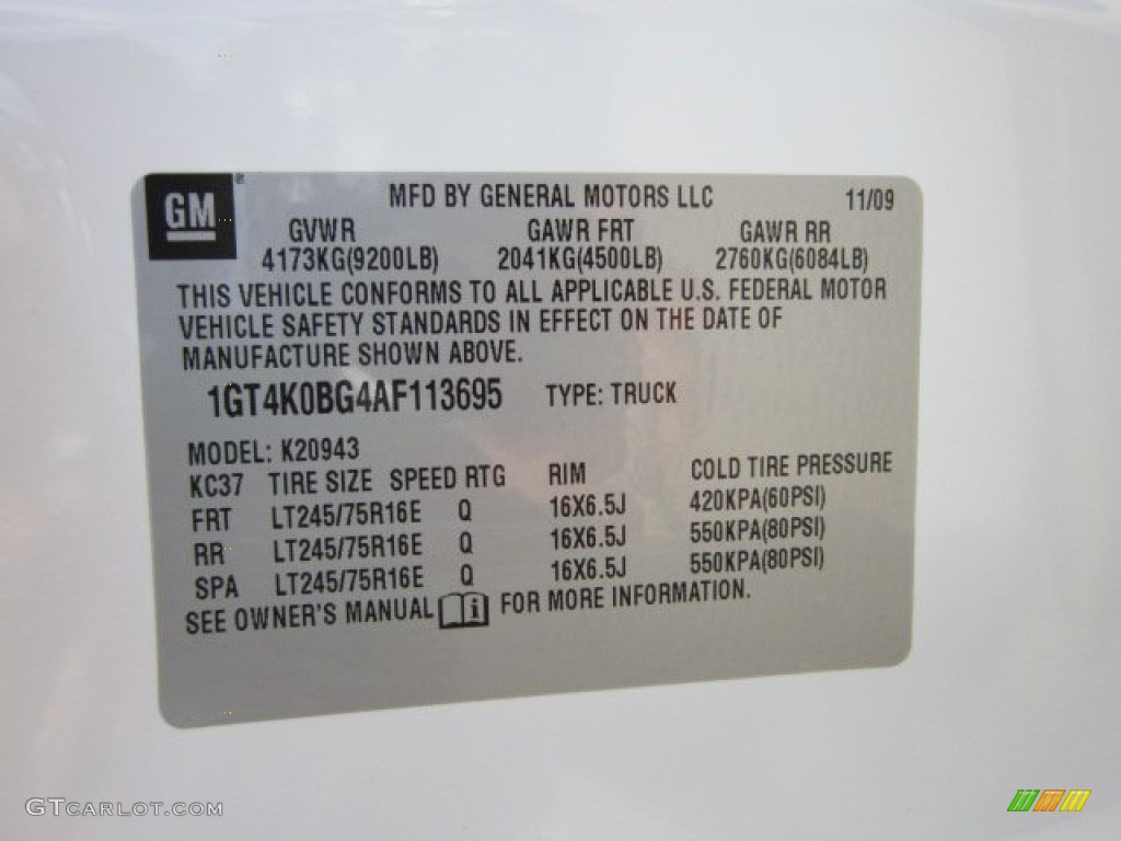 2010 GMC Sierra 2500HD SLE Crew Cab 4x4 Info Tag Photos