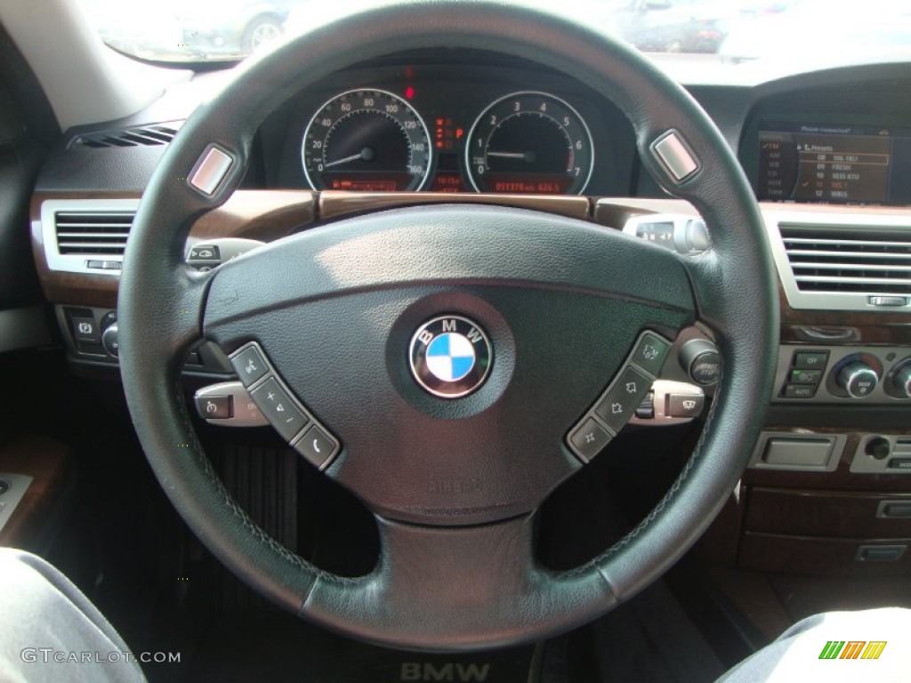 2007 BMW 7 Series 750i Sedan Black Steering Wheel Photo #52668404