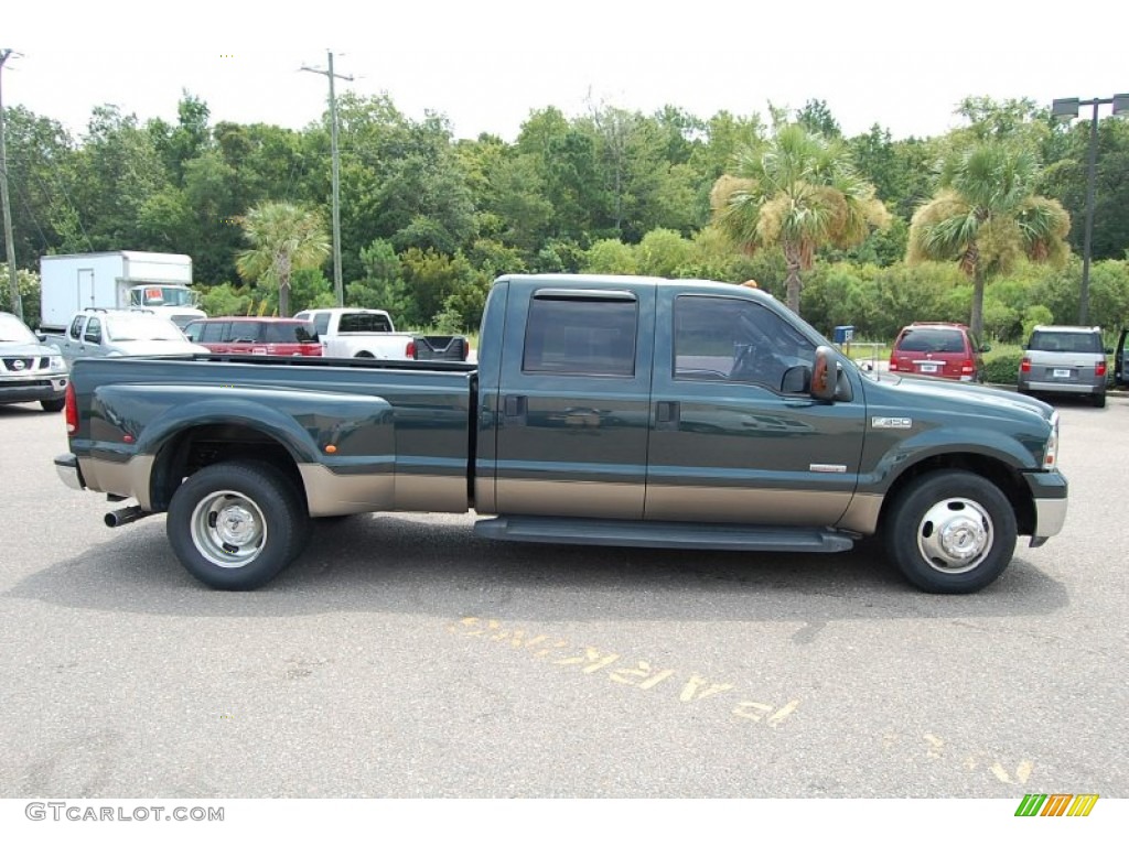 Dark Green Satin Metallic 2006 Ford F350 Super Duty Lariat Crew Cab Dually Exterior Photo #52674322