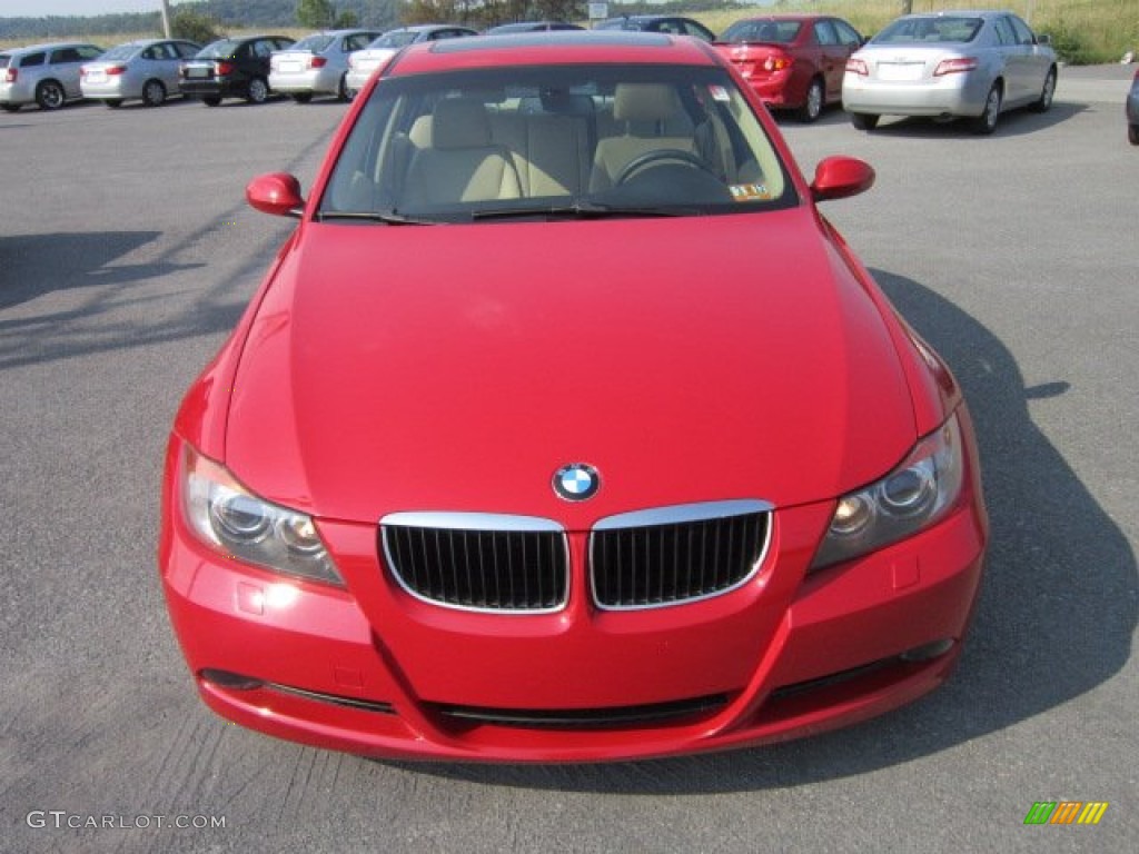 2008 3 Series 328xi Sedan - Crimson Red / Beige photo #2