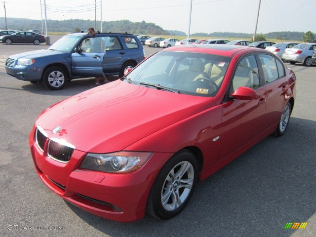 2008 3 Series 328xi Sedan - Crimson Red / Beige photo #3