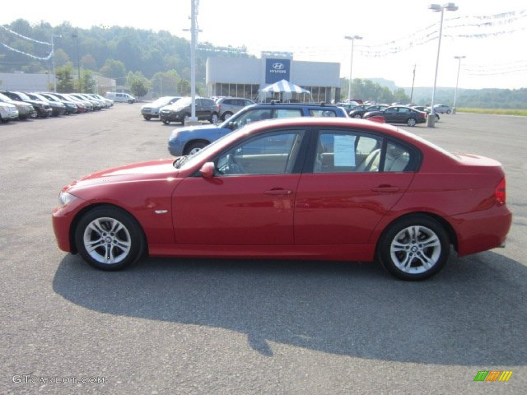 2008 3 Series 328xi Sedan - Crimson Red / Beige photo #4