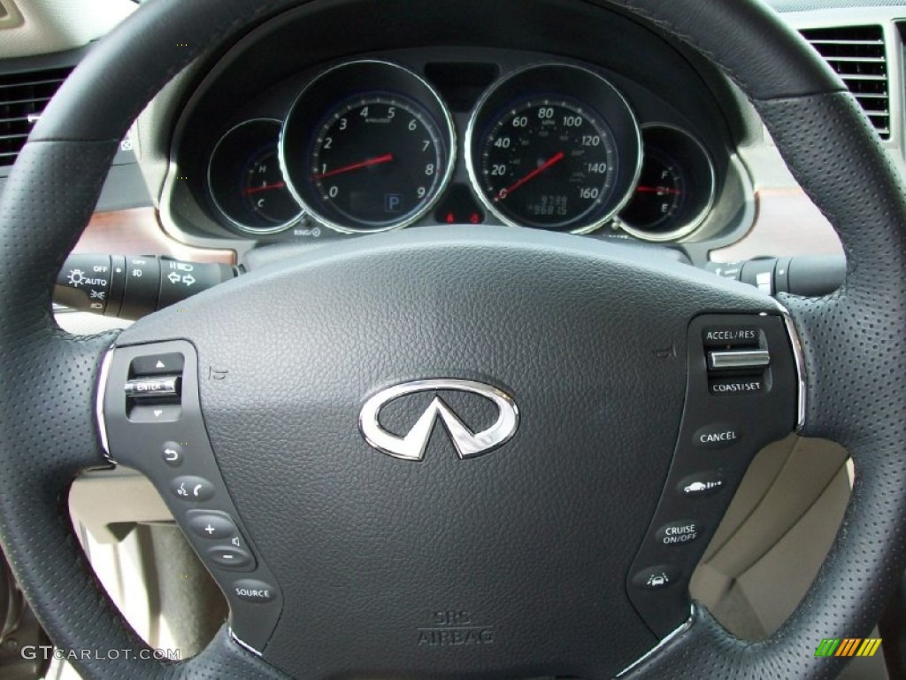 2009 Infiniti M 35x AWD Sedan Stone Gray Steering Wheel Photo #52690872