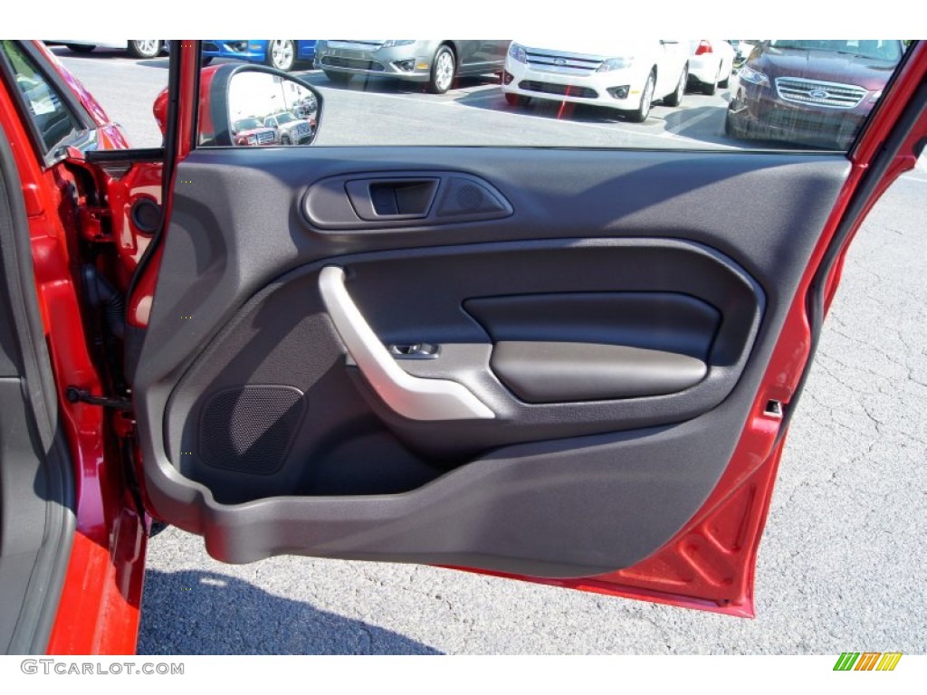 2011 Ford Fiesta SES Hatchback Cashmere/Charcoal Black Leather Door Panel Photo #52691484