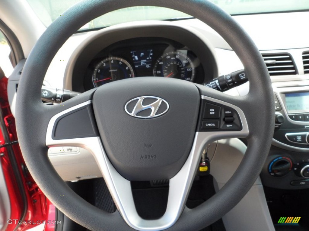 2012 Hyundai Accent GS 5 Door Gray Steering Wheel Photo #52692729