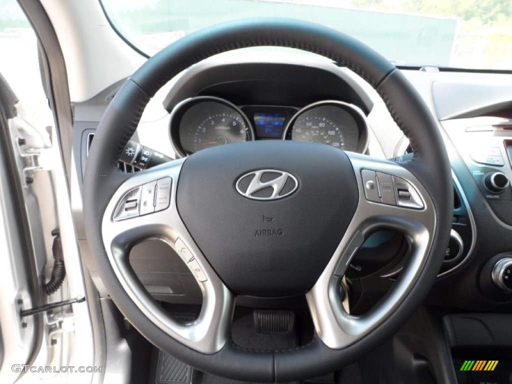 2012 Hyundai Tucson Limited Black Steering Wheel Photo #52693332