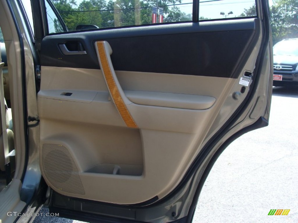 2008 Toyota Highlander Hybrid 4WD Sand Beige Door Panel Photo #52694739