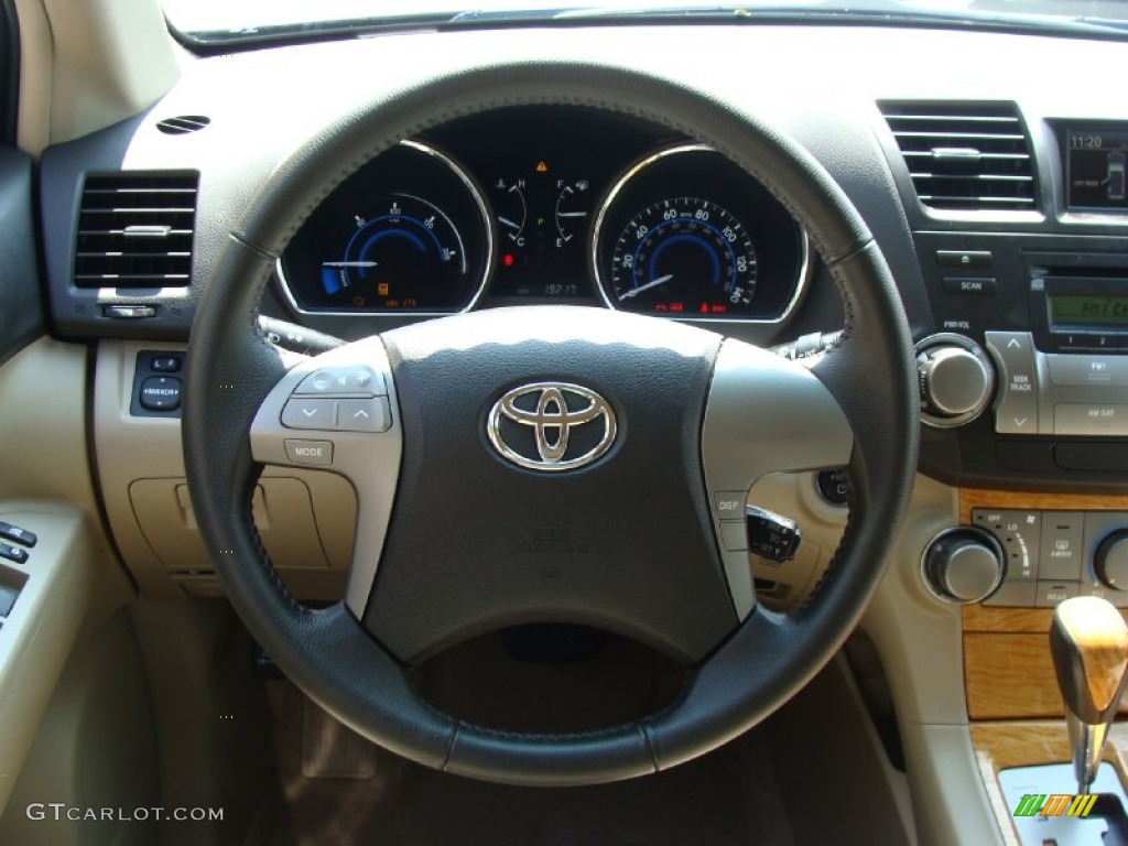 2008 Toyota Highlander Hybrid 4WD Sand Beige Steering Wheel Photo #52694910