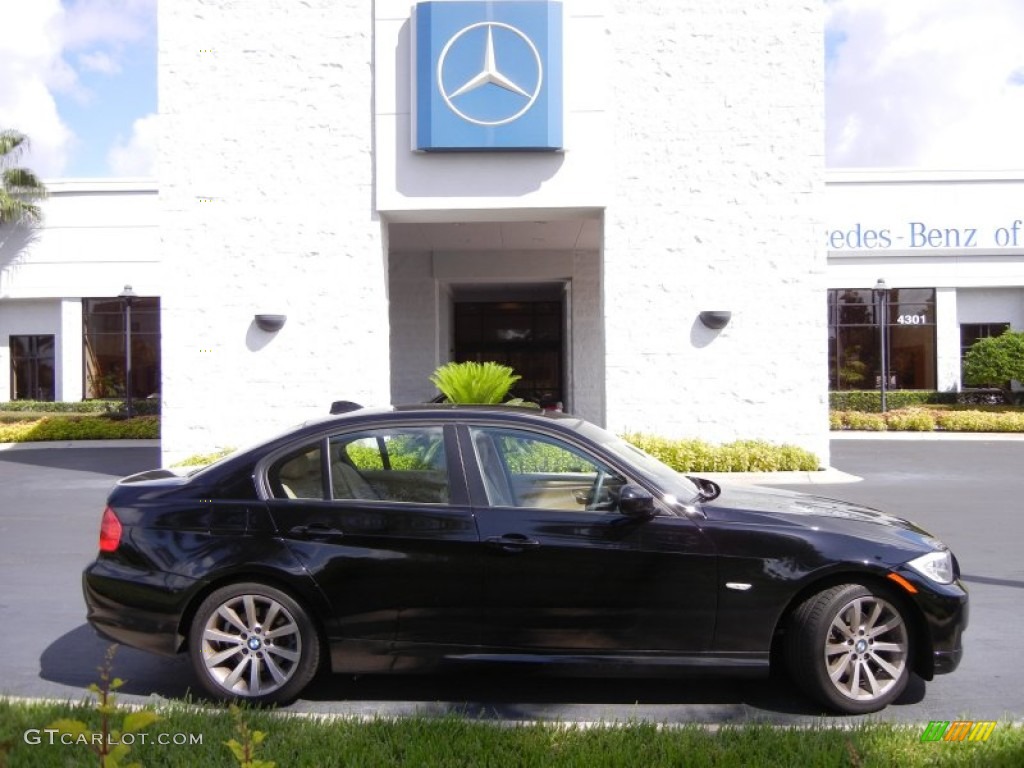 2009 3 Series 328i Sedan - Black Sapphire Metallic / Beige photo #5