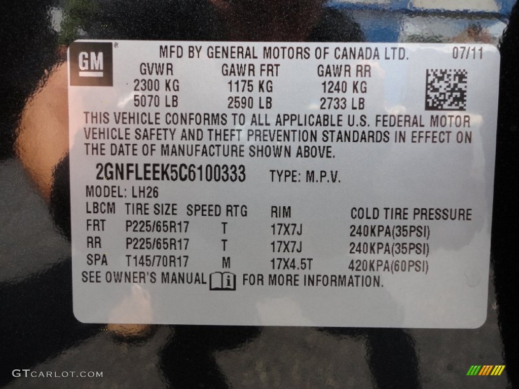 2012 Equinox LT AWD - Black Granite Metallic / Jet Black photo #20
