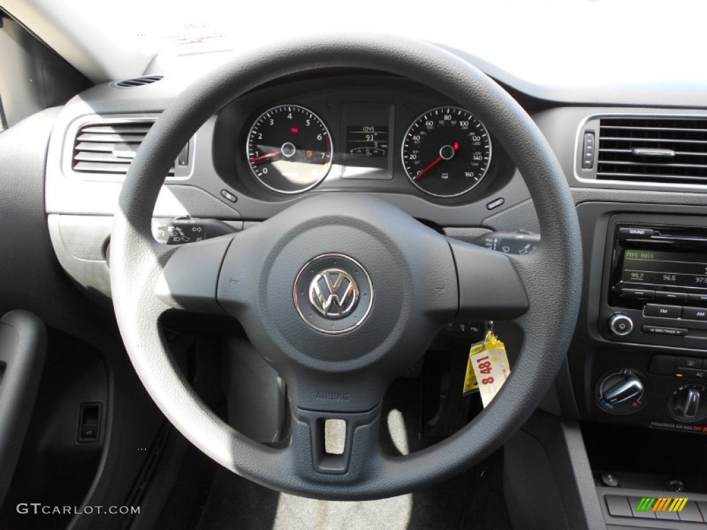 2012 Volkswagen Jetta SE Sedan Titan Black Steering Wheel Photo #52704801