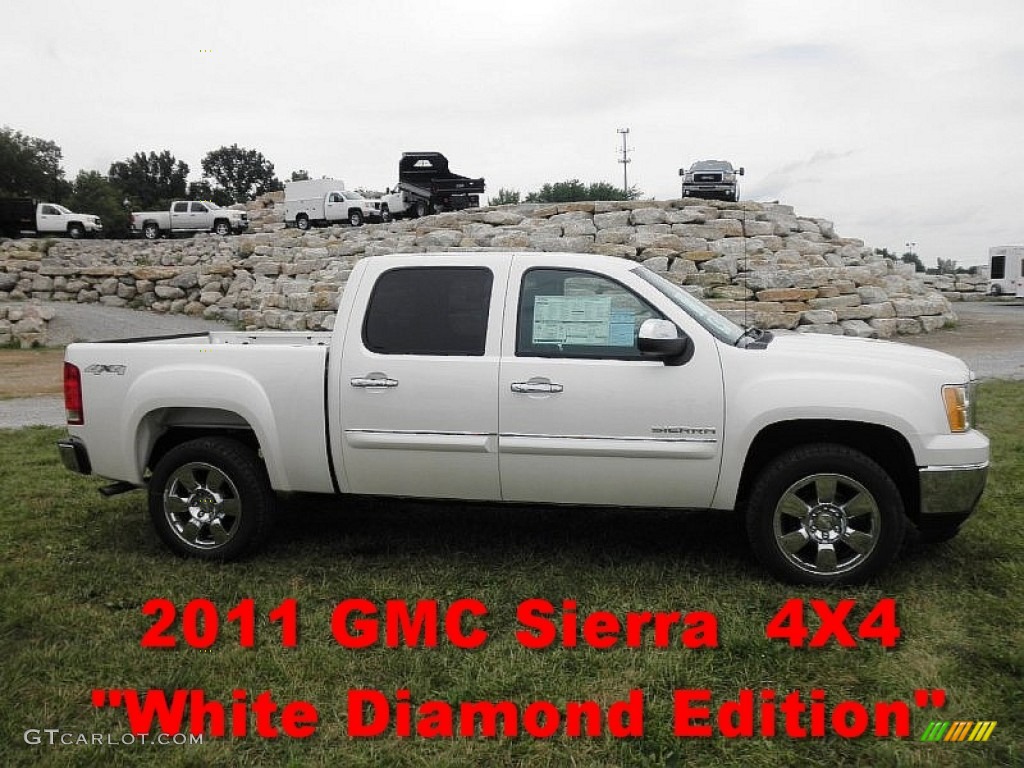 2011 Sierra 1500 SLE Crew Cab 4x4 - White Diamond Tricoat / Ebony photo #1