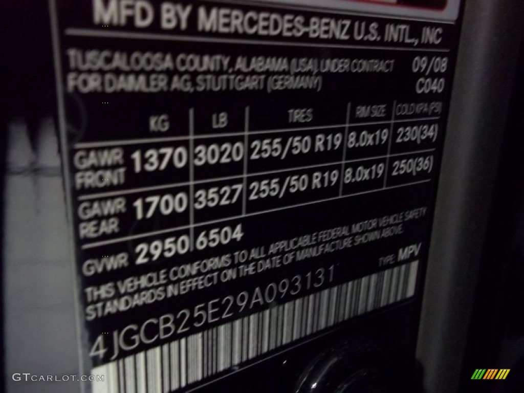 2009 Mercedes-Benz R 320 BlueTEC 4Matic Color Code Photos