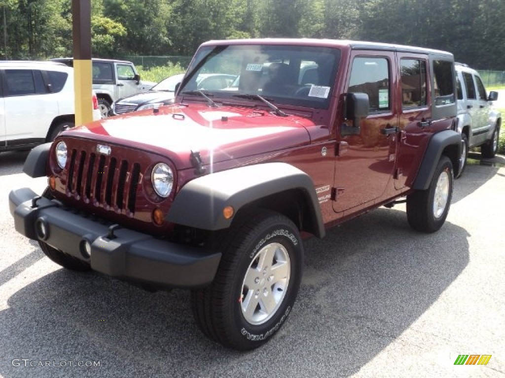 Deep Cherry Red Crystal Pearl 2012 Jeep Wrangler Unlimited Sport S 4x4 Exterior Photo #52716705