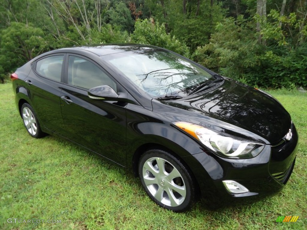 2012 Elantra Limited - Black Noir Pearl / Beige photo #1