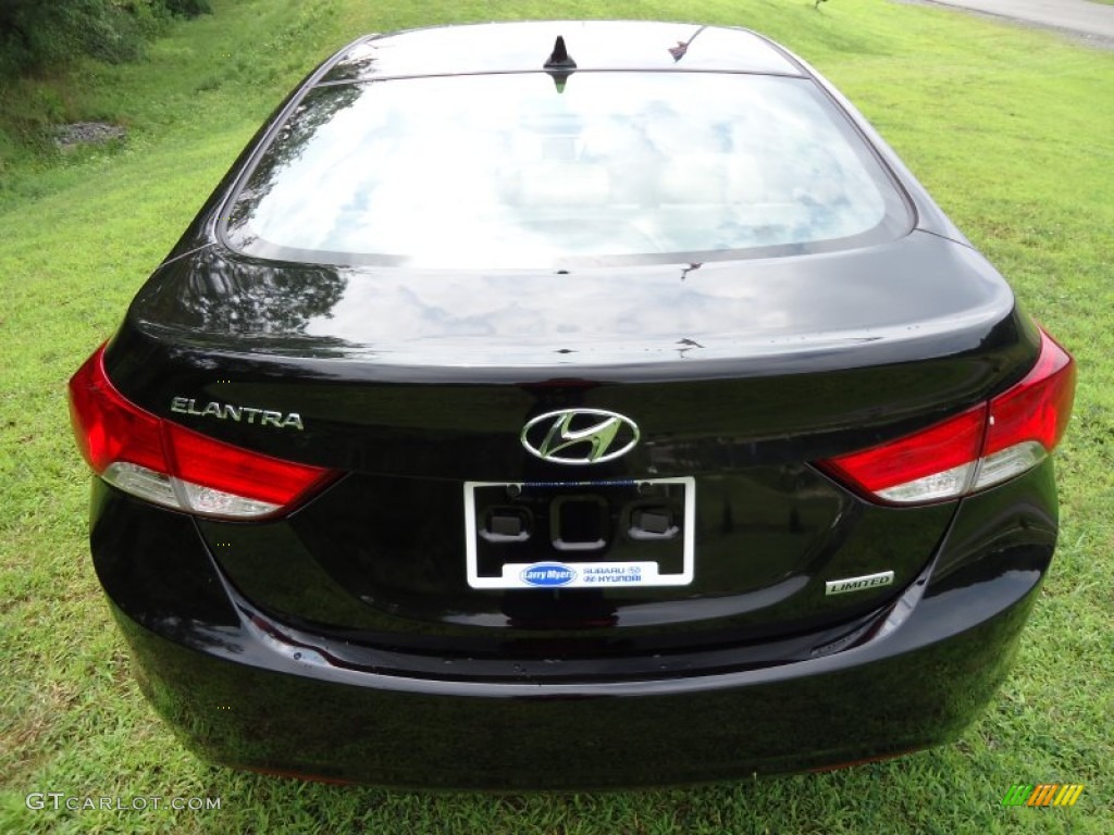 2012 Elantra Limited - Black Noir Pearl / Beige photo #4