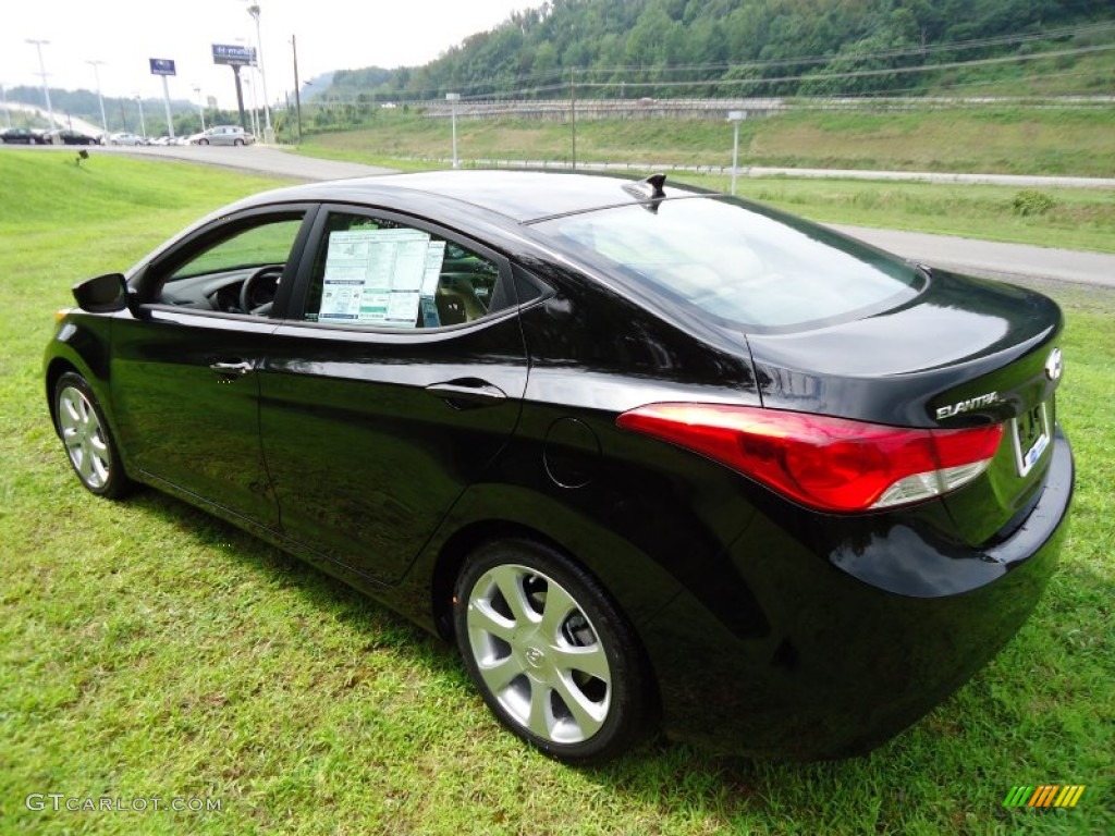 2012 Elantra Limited - Black Noir Pearl / Beige photo #5