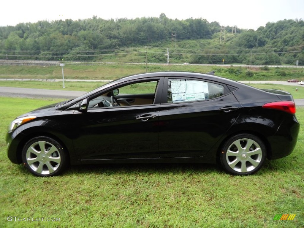 2012 Elantra Limited - Black Noir Pearl / Beige photo #6