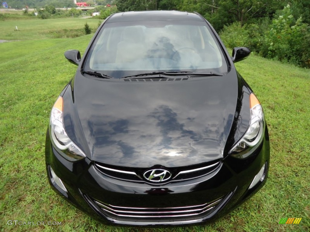 2012 Elantra Limited - Black Noir Pearl / Beige photo #8