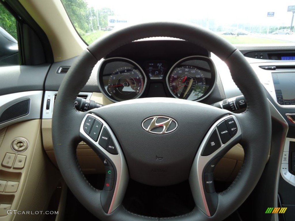 2012 Elantra Limited - Midnight Black / Beige photo #13