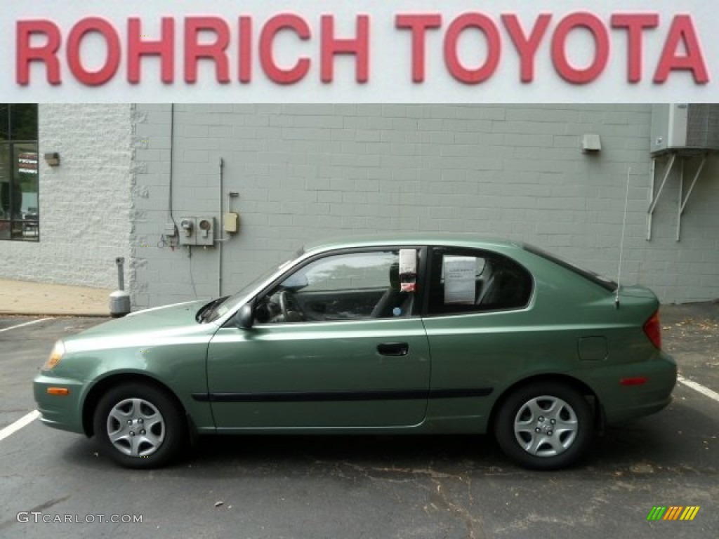 2003 Accent Coupe - Quartz Green Metallic / Gray photo #1