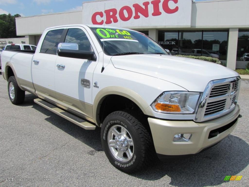 2011 Ram 2500 HD Laramie Longhorn Crew Cab 4x4 - Bright White / Light Pebble Beige/Bark Brown photo #1