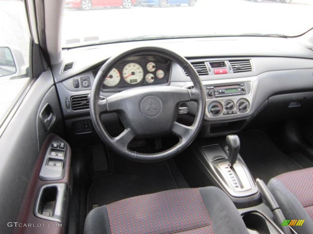 2004 Mitsubishi Lancer RALLIART Black/Red Dashboard Photo #52738324