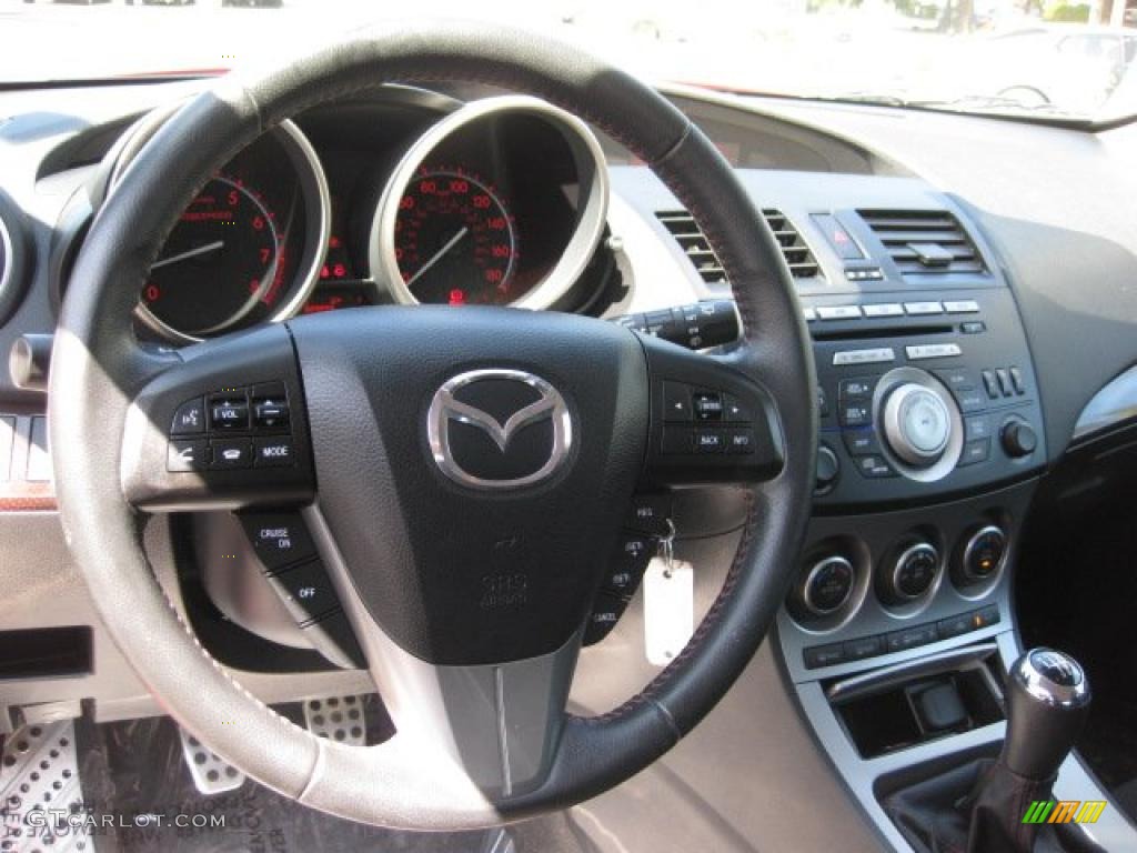 2010 Mazda MAZDA3 MAZDASPEED3 Grand Touring 5 Door Black/Red Steering Wheel Photo #52745508