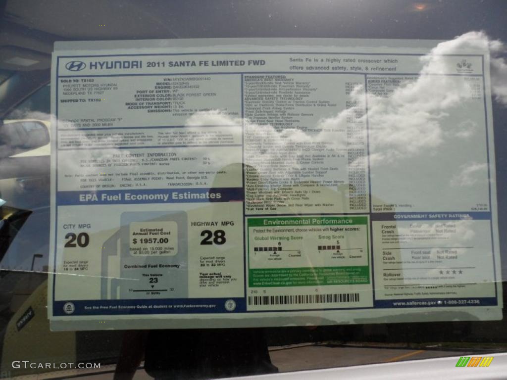 2011 Hyundai Santa Fe Limited Window Sticker Photo #52746048