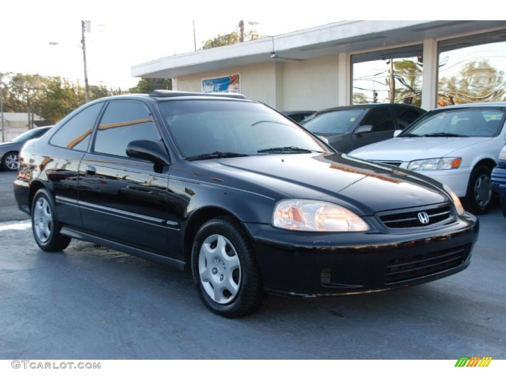 2000 Civic EX Coupe - Flamenco Black Pearl / Dark Gray photo #1