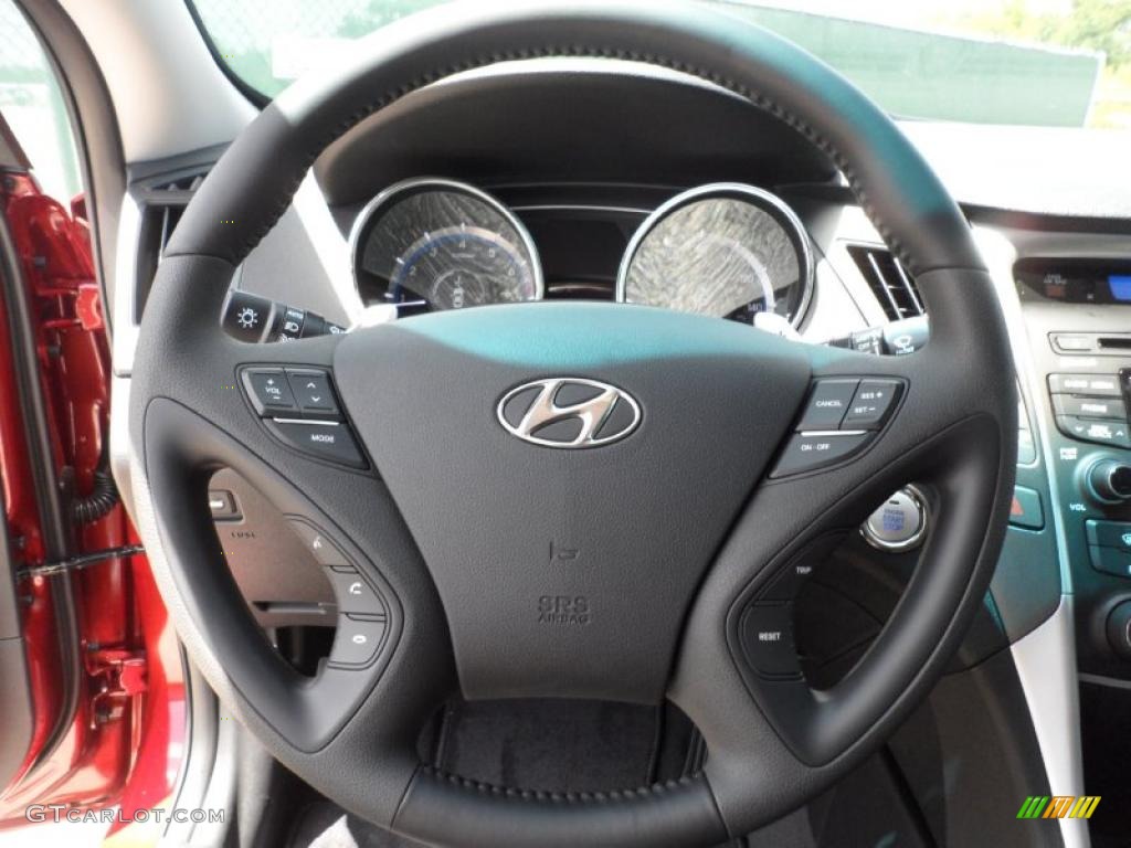 2012 Hyundai Sonata SE Black Steering Wheel Photo #52752124