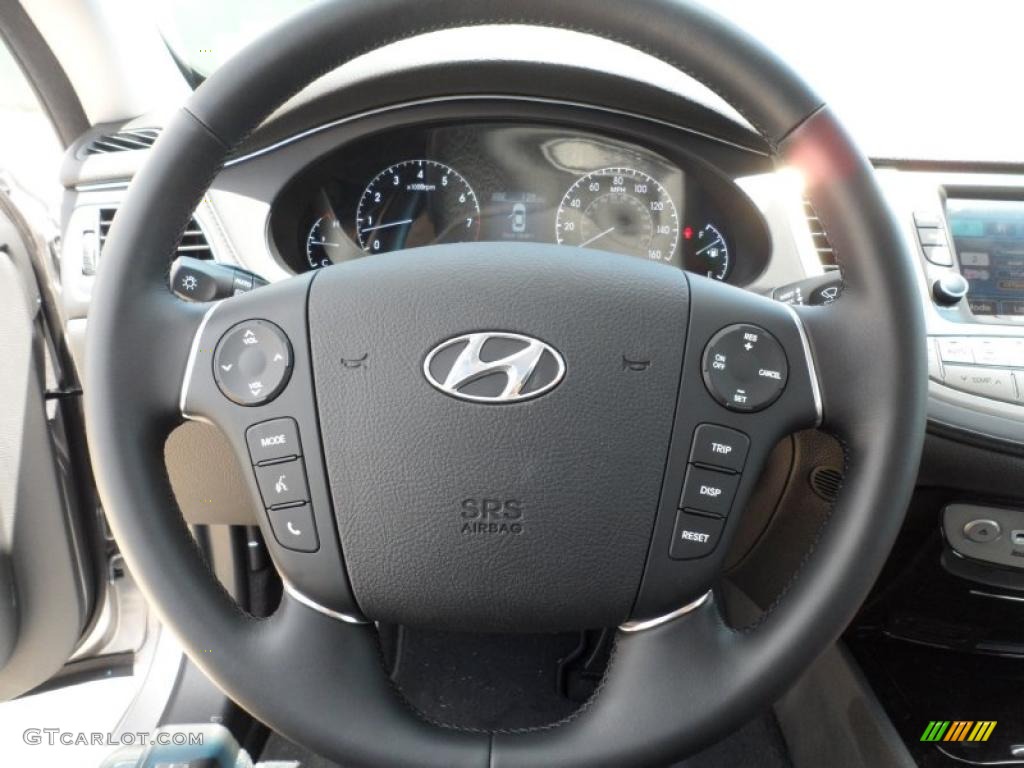 2012 Hyundai Genesis 3.8 Sedan Jet Black Steering Wheel Photo #52752856