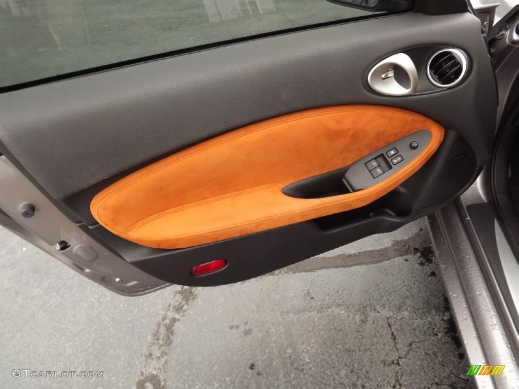 2009 Nissan 370Z Sport Touring Coupe Persimmon Leather Door Panel Photo #52756068