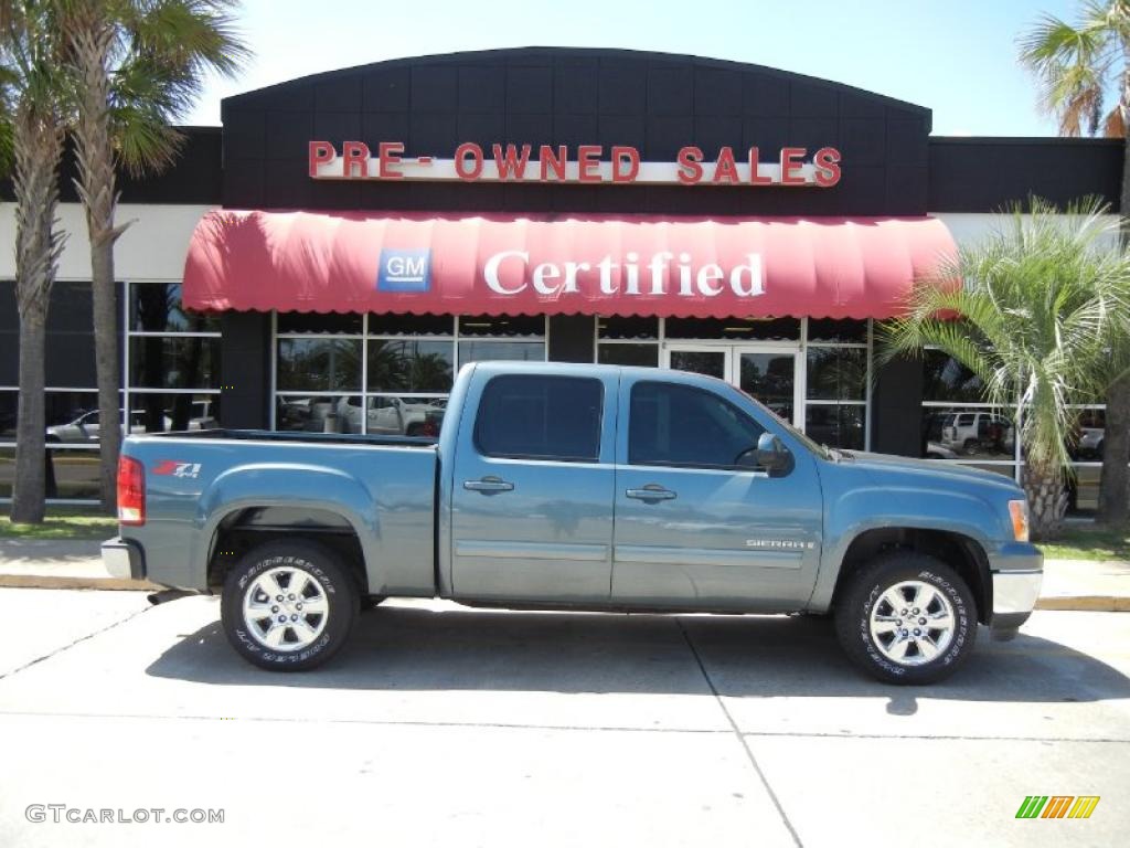 2009 Sierra 1500 SLT Crew Cab 4x4 - Stealth Gray Metallic / Ebony photo #1