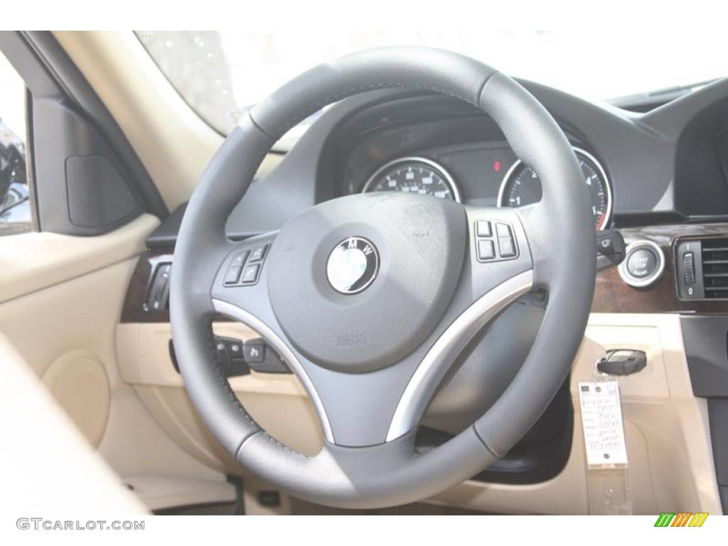 2011 BMW 3 Series 335d Sedan Black Dakota Leather Steering Wheel Photo #52760736