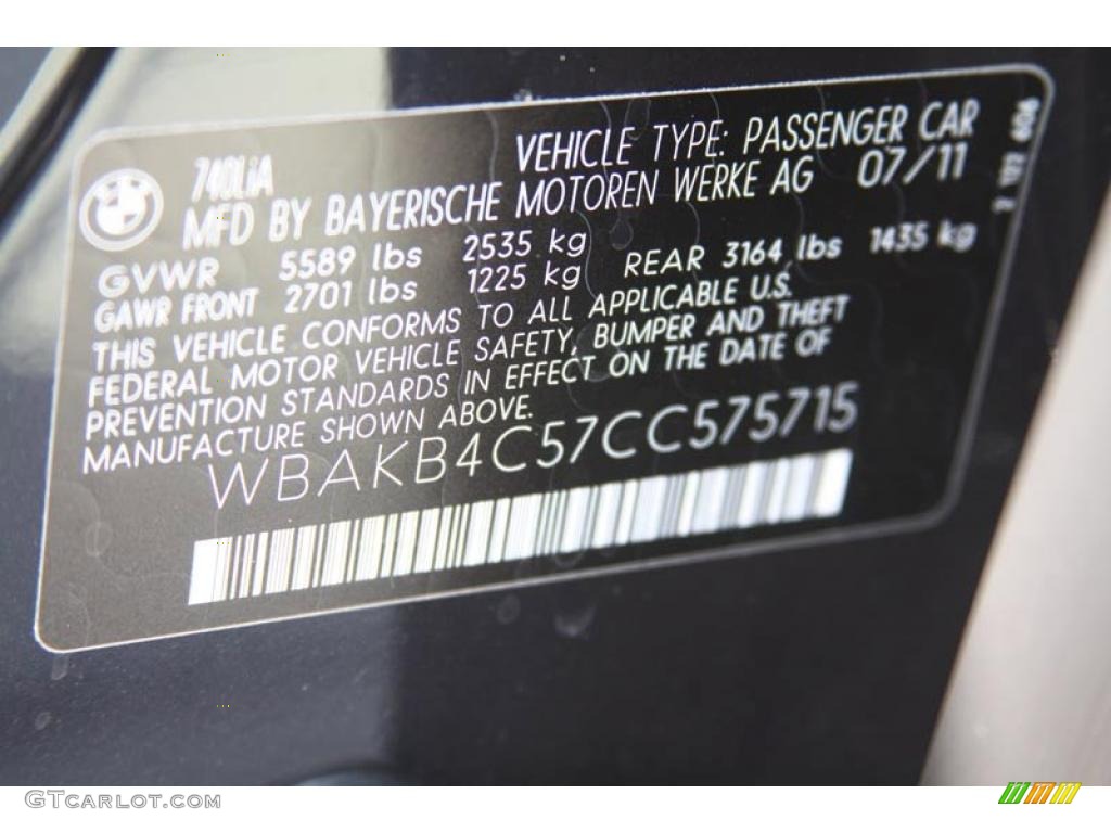 2012 7 Series 740Li Sedan - Carbon Black Metallic / Saddle/Black photo #7