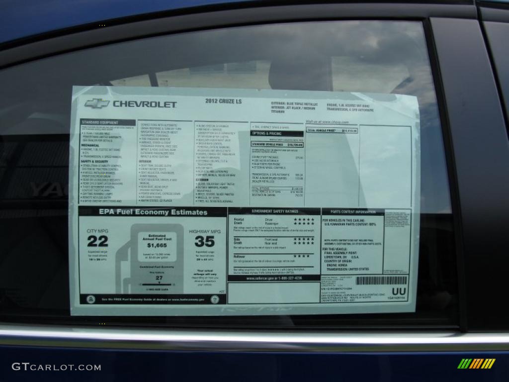 2012 Chevrolet Cruze LS Window Sticker Photo #52762816
