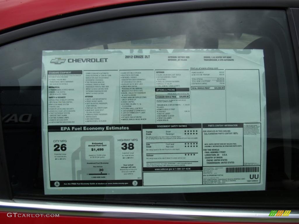 2012 Chevrolet Cruze LT/RS Window Sticker Photo #52763660