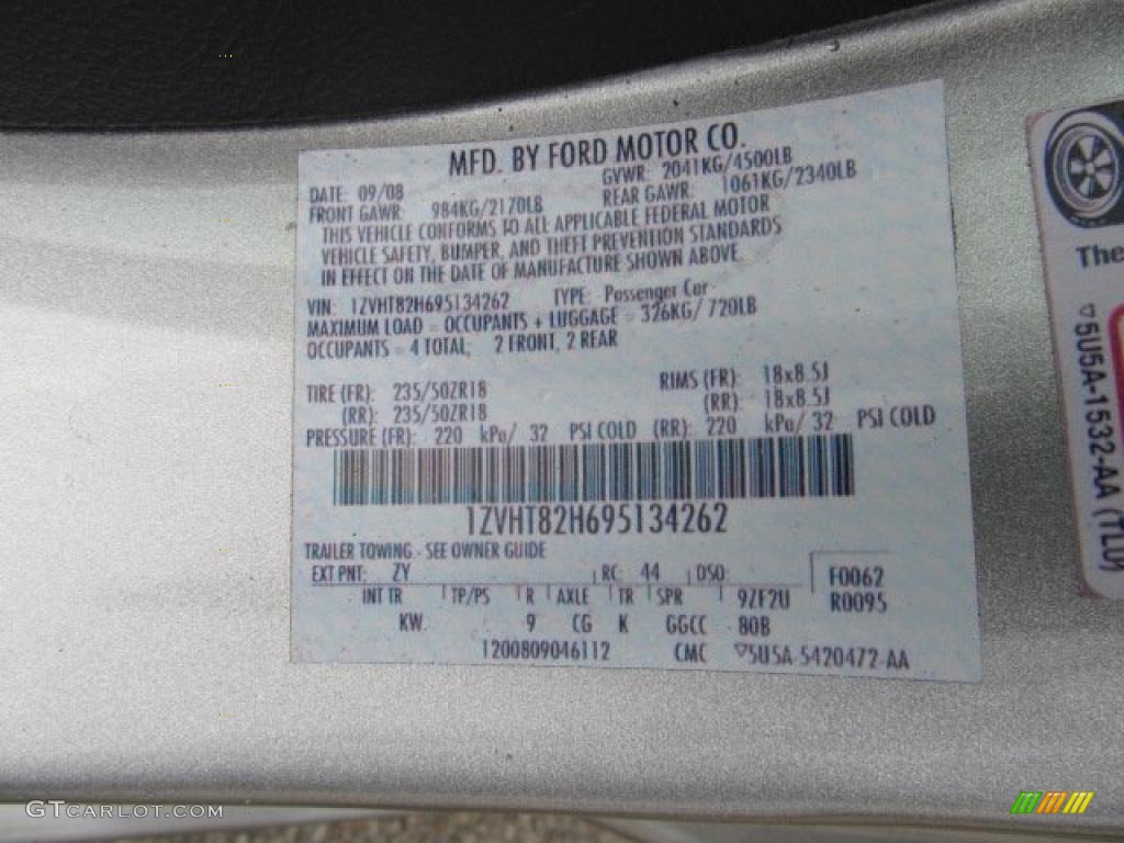 2009 Mustang Color Code ZY for Vapor Silver Metallic Photo #52765092