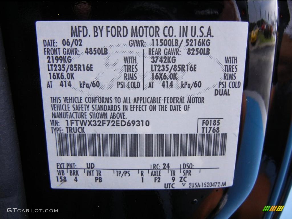 2002 F350 Super Duty Color Code UD for Black Photo #52767308