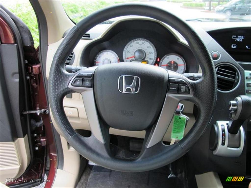 2011 Honda Pilot EX Beige Steering Wheel Photo #52773200