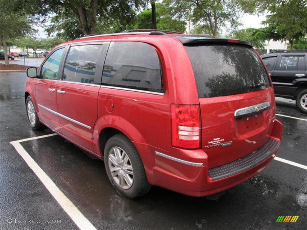 2008 Town & Country Limited - Inferno Red Crystal Pearlcoat / Medium Pebble Beige/Cream photo #3