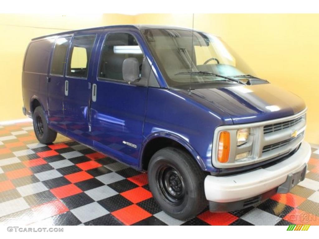 2002 Express 1500 Commercial Van - Indigo Blue Metallic / Dark Pewter photo #1