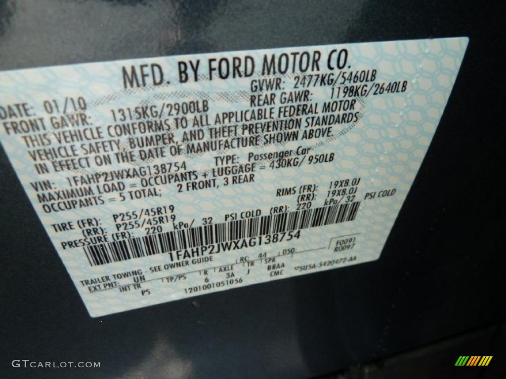 2010 Taurus Color Code UN for Steel Blue Metallic Photo #52780712